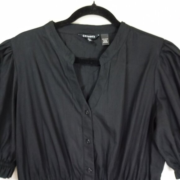 Cassees Mini Dress Womens Black Puff Sleeve Elastic Waist & Lining Size L - Picture 5 of 9